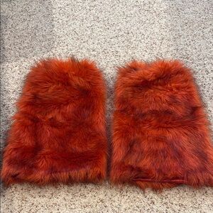 Faux Fur Orange Leg Warmers